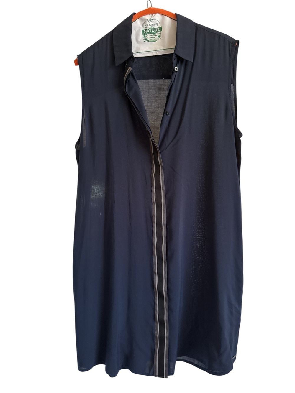 Diesel Navy Sleeveless Button-Down Shirt with Contrast Placket